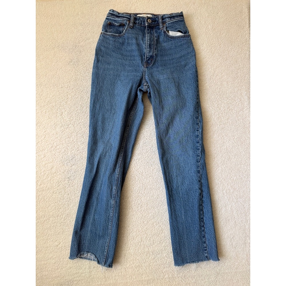 Abercrombie & Fitch The '90s Straight Curve Love Jeans Womens 25 Blue High Rise